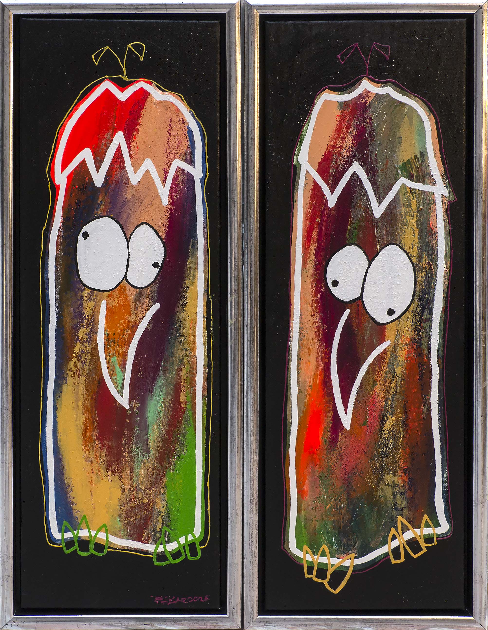 2 x farverige kyllinger