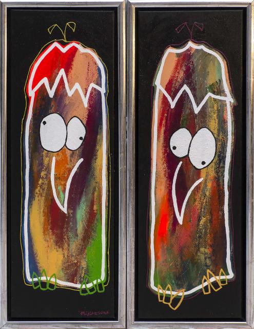 2 x farverige kyllinger